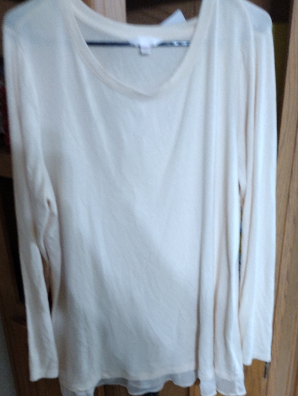 LC Lauren Conrad Cream Scoop Neck Long-Sleeve Tee